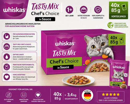 Whiskas tasty mix chef s - 1+,